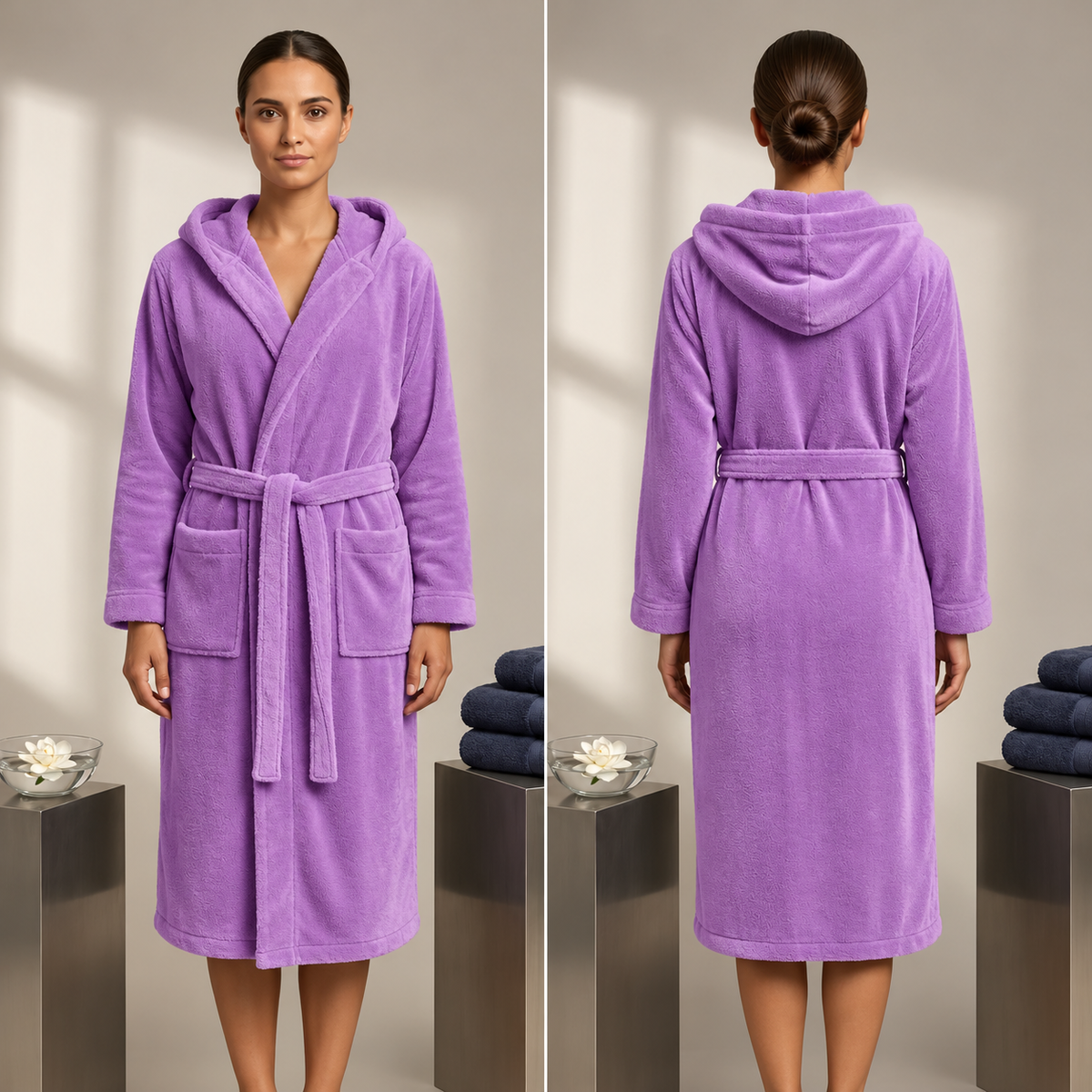 Luxury Unisex Fleece Bath Robe - Indigo