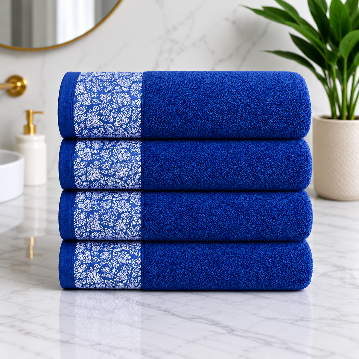 Export Quality Pure Cotton Bath Towel - Blue