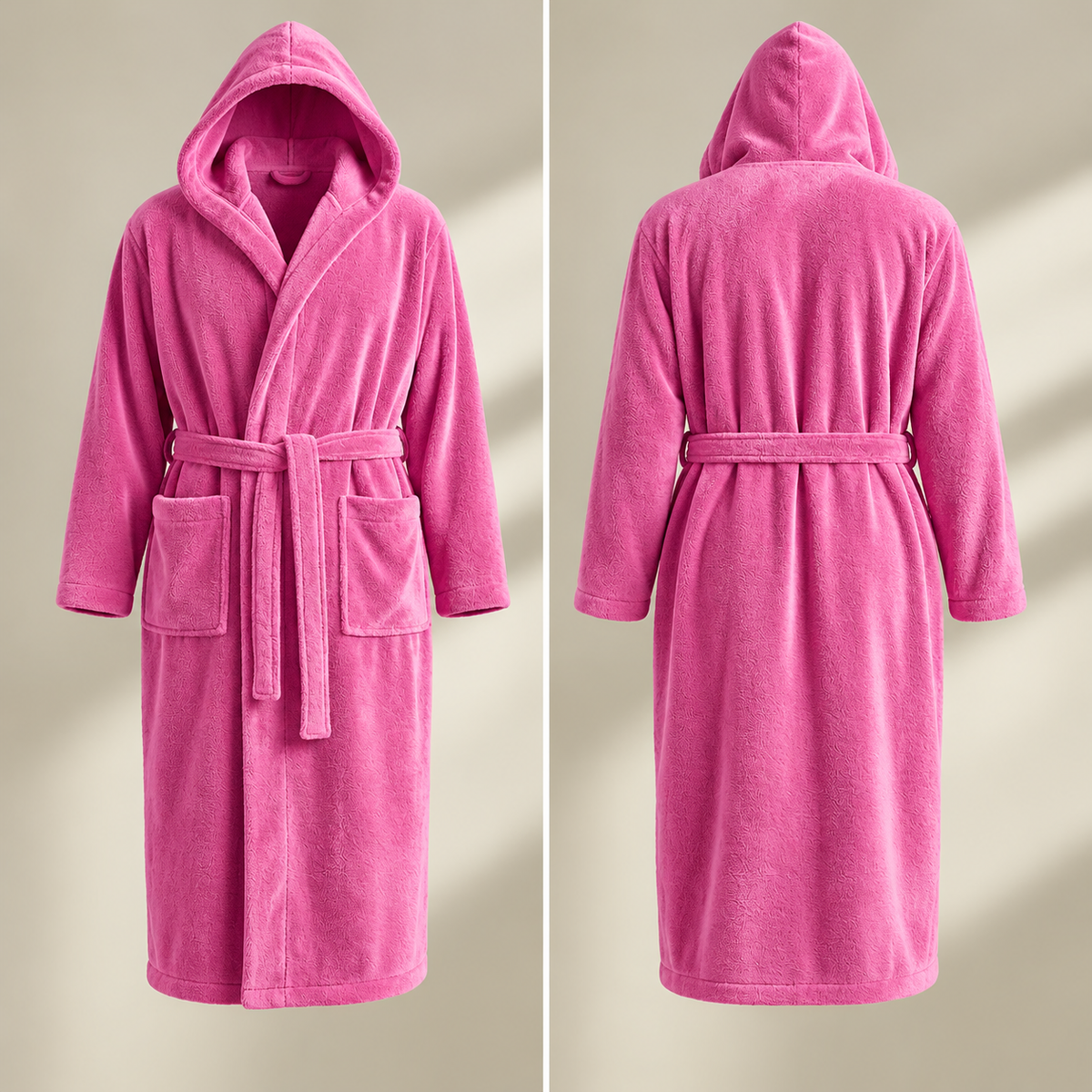 Luxury Unisex Fleece Bath Robe - Pink