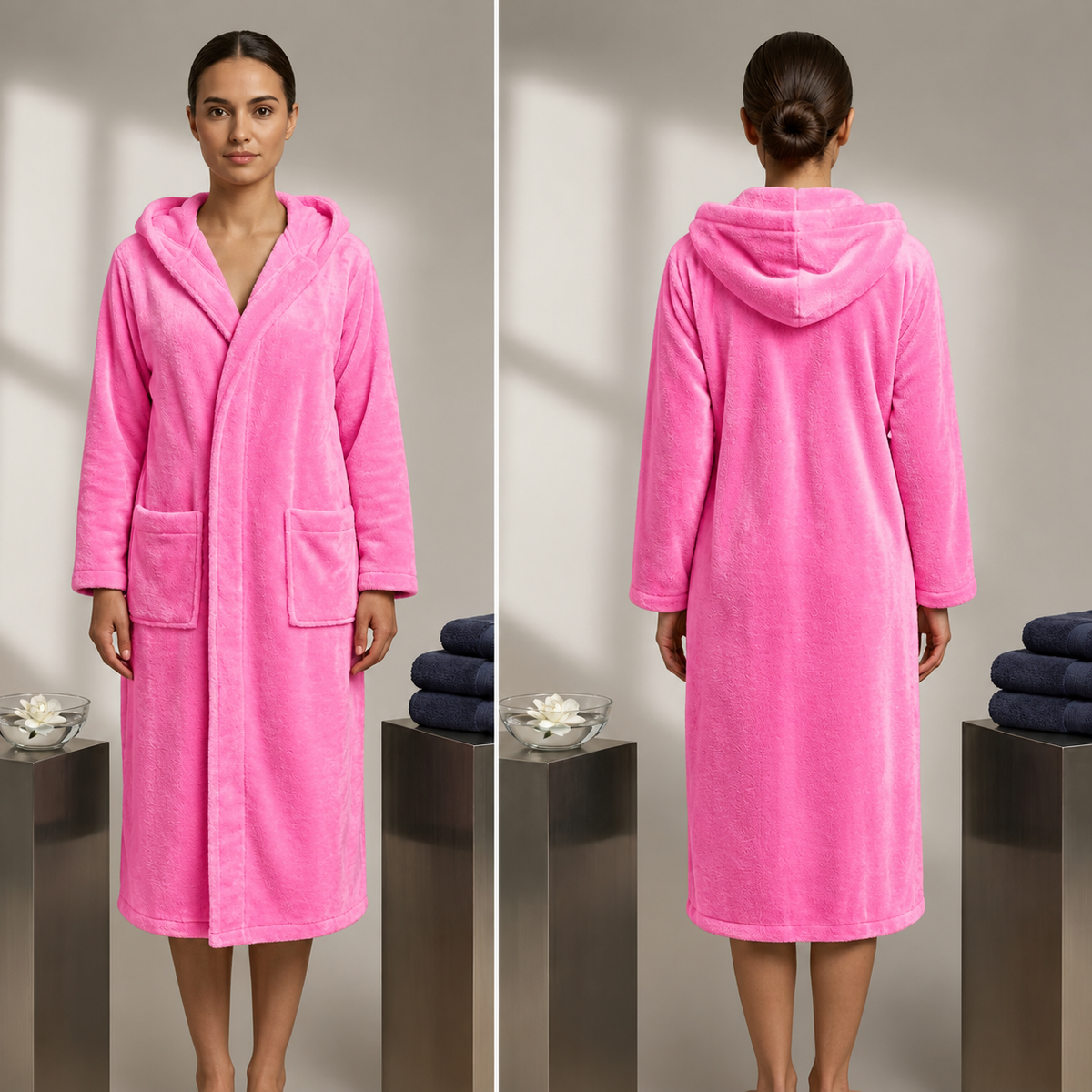 Luxury Unisex Fleece Bath Robe - Pink