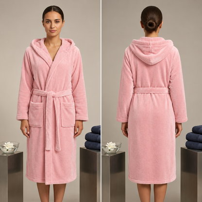 Luxury Unisex Fleece Bath Robe - Rose