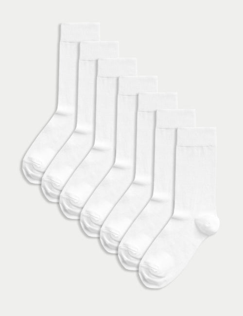 Marks and Spencer 7 Pack Cool & Fresh™ Cotton Rich Socks  White