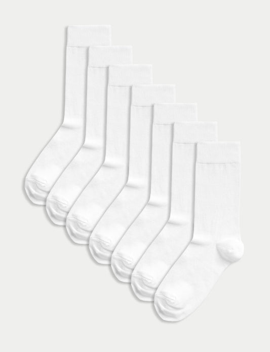 Marks and Spencer 7 Pack Cool & Fresh™ Cotton Rich Socks  White