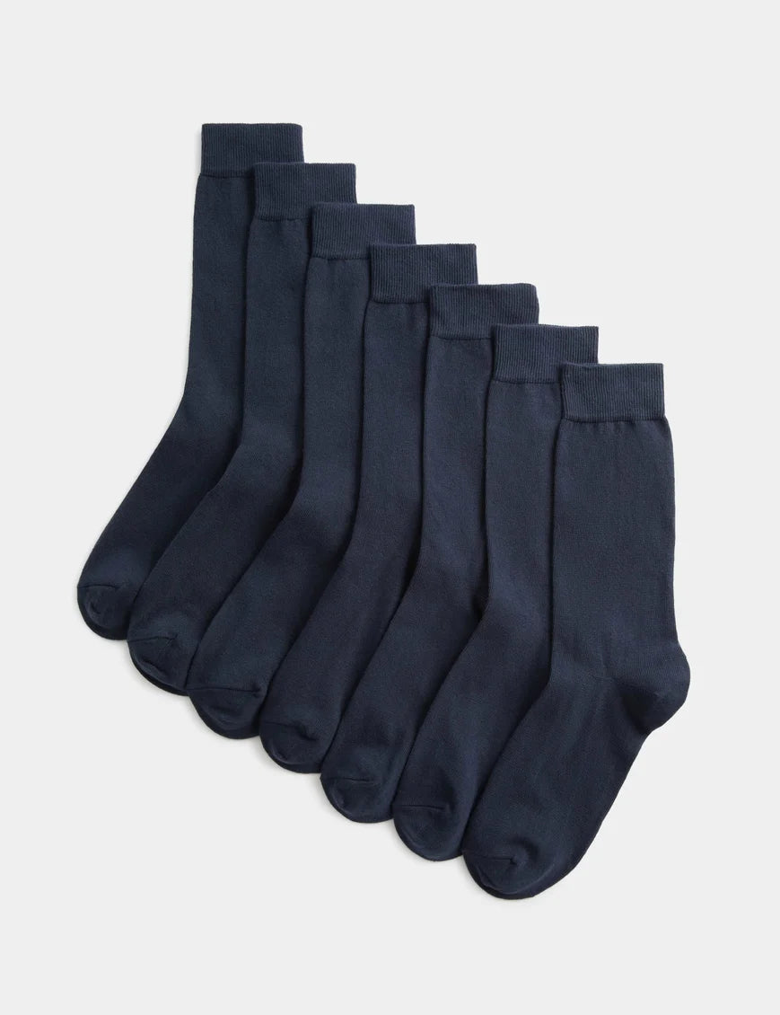 Marks and Spencer 7 Pack Cool & Fresh™ Cotton Rich Socks  NAVY BLUE