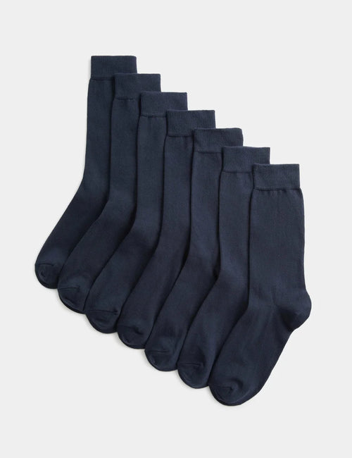 Marks and Spencer 7 Pack Cool & Fresh™ Cotton Rich Socks  NAVY BLUE
