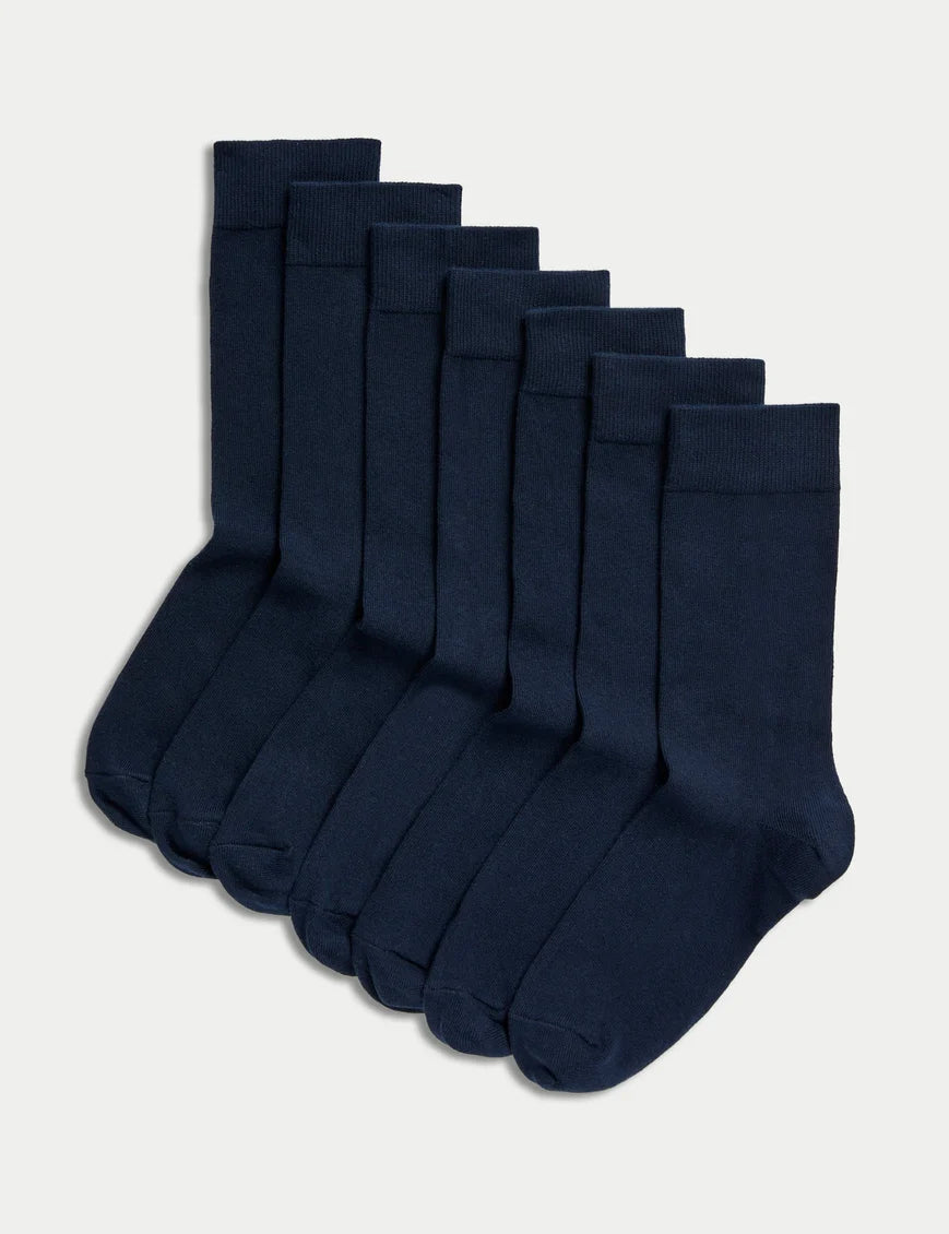 Marks and Spencer 7 Pack Cool & Fresh™ Cotton Rich Socks  NAVY BLUE