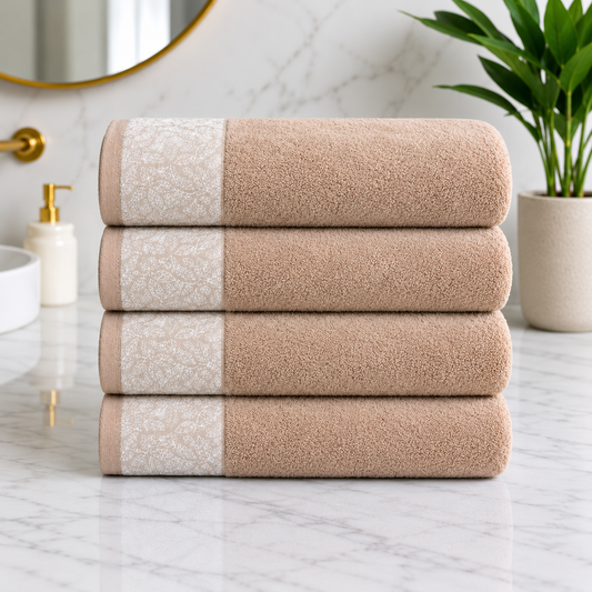 Export Quality Pure Cotton Bath Towel - Tawny