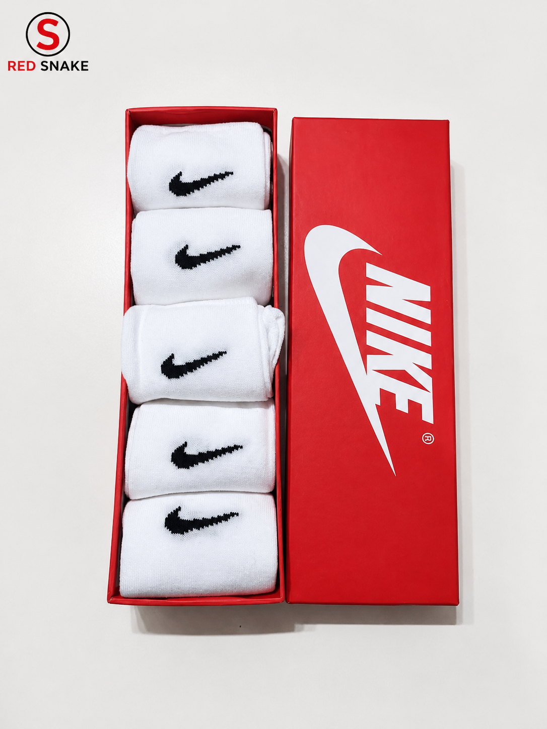 N.I.K.E Dri-FIT quarter-crew socks – Pack of 5 White ( Export Overstock )