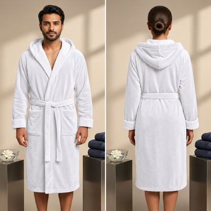 Luxury Unisex Fleece Bath Robe - White