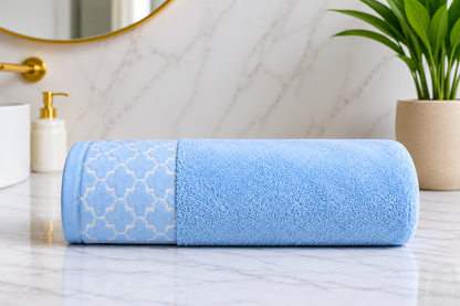 Export Quality Pure Cotton Bath Towel - Sky