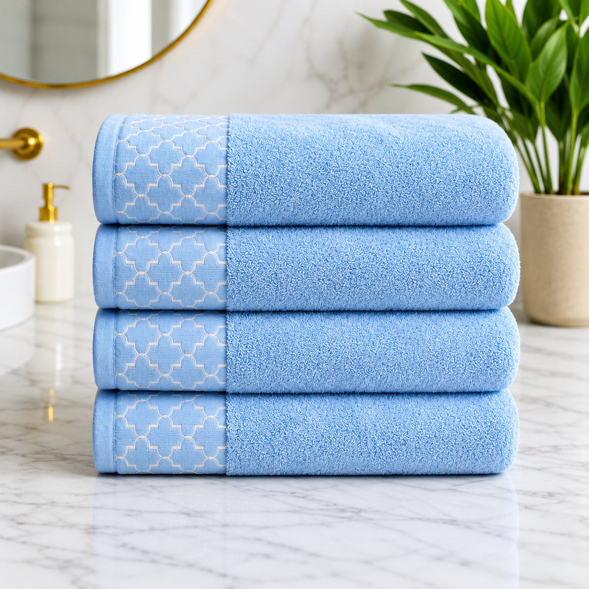 Export Quality Pure Cotton Bath Towel - Sky