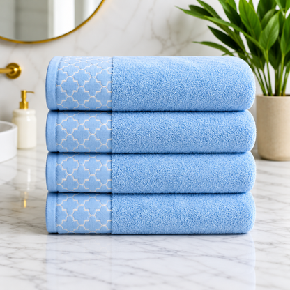 Export Quality Pure Cotton Bath Towel - Sky