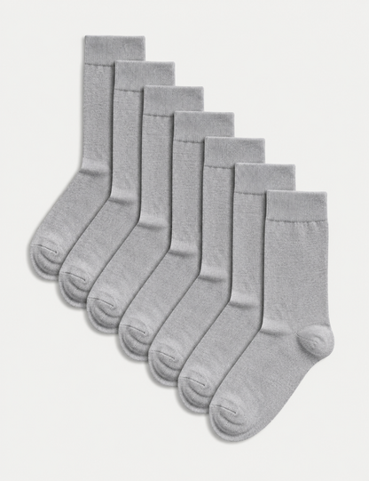 Marks and Spencer 7 Pack Cool & Fresh™ Cotton Rich Socks SILVER