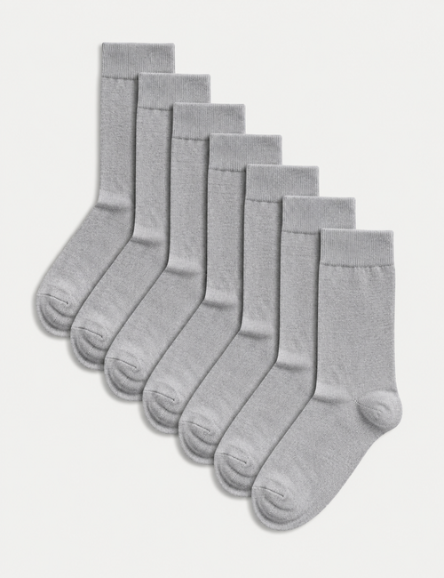 Marks and Spencer 7 Pack Cool & Fresh™ Cotton Rich Socks SILVER