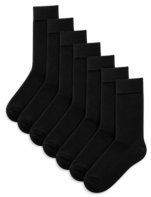 Marks and Spencer 7 Pack Cool & Fresh™ Cotton Rich Socks BLACK