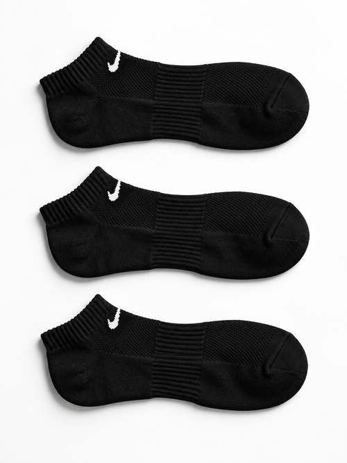 N.I.K.E Everyday Cushioned No Show Socks – Pack of 3 ( Export Overstock ) Black
