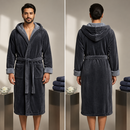 Luxury Unisex Fleece Bath Robe - Grey
