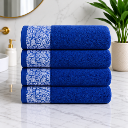 Export Quality Pure Cotton Bath Towel - Blue