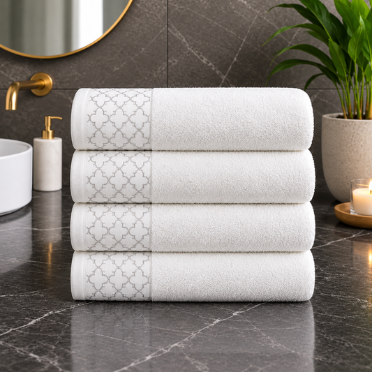 Export Quality Pure Cotton Bath Towel - White